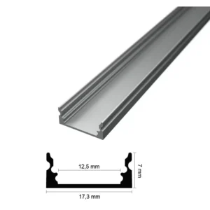 Alumínium profil, LED szalaghoz. Opál burkolattal ! SLP-1 - szürke