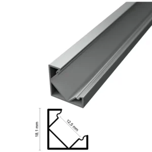 Sarok alumínium profil, LED szalaghoz. Opál burkolattal ! SLP-2 - szürke