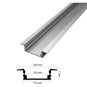 Süllyeszthető alumínium profil, LED szalaghoz. Opál burkolattal ! SLP - szürke