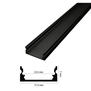 Alumínium profil, LED szalaghoz. Opál burkolattal ! SLP-1 - fekete