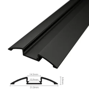 Alumínium profil, LED szalaghoz. Opál burkolattal ! SLP-4 - fekete