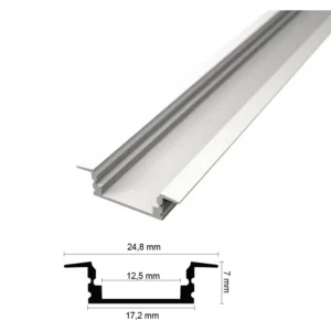 Süllyeszthető alumínium profil, LED szalaghoz. Opál burkolattal ! SLP - fehér