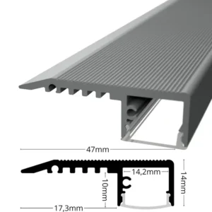 Alumínium profil, LED szalaghoz. Opál burkolattal ! SLP-6 - szürke