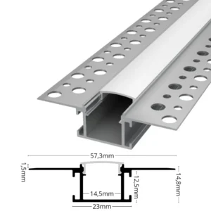 Alumínium profil, LED szalaghoz. Opál burkolattal ! SLP-12 - szürke